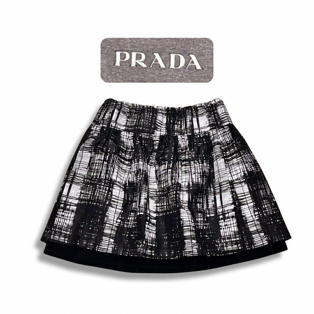 楽天市場】PRADA プラダ タグ付き チェック柄 シルク フレア ひざ上丈