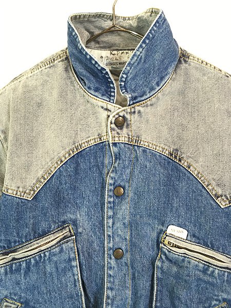 古着 90s USA製 GUESS ヨーク 切替 デザイン 2tone デニム ジャケット