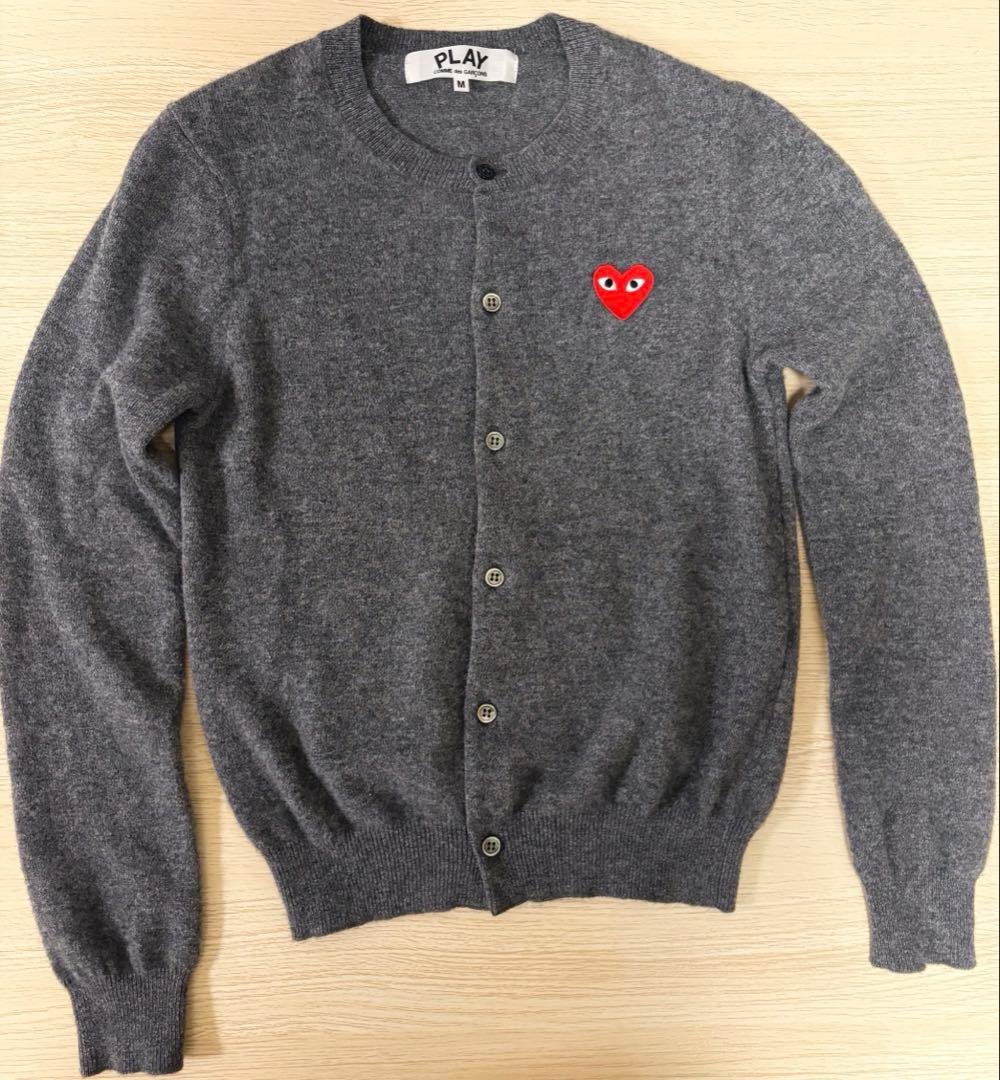 PLAY COMME des GARÇONSグレー カーディガン ハート刺繍 M Comme Des Garçons Play ハート刺繍 カーディガン 通販 - FARFETCH