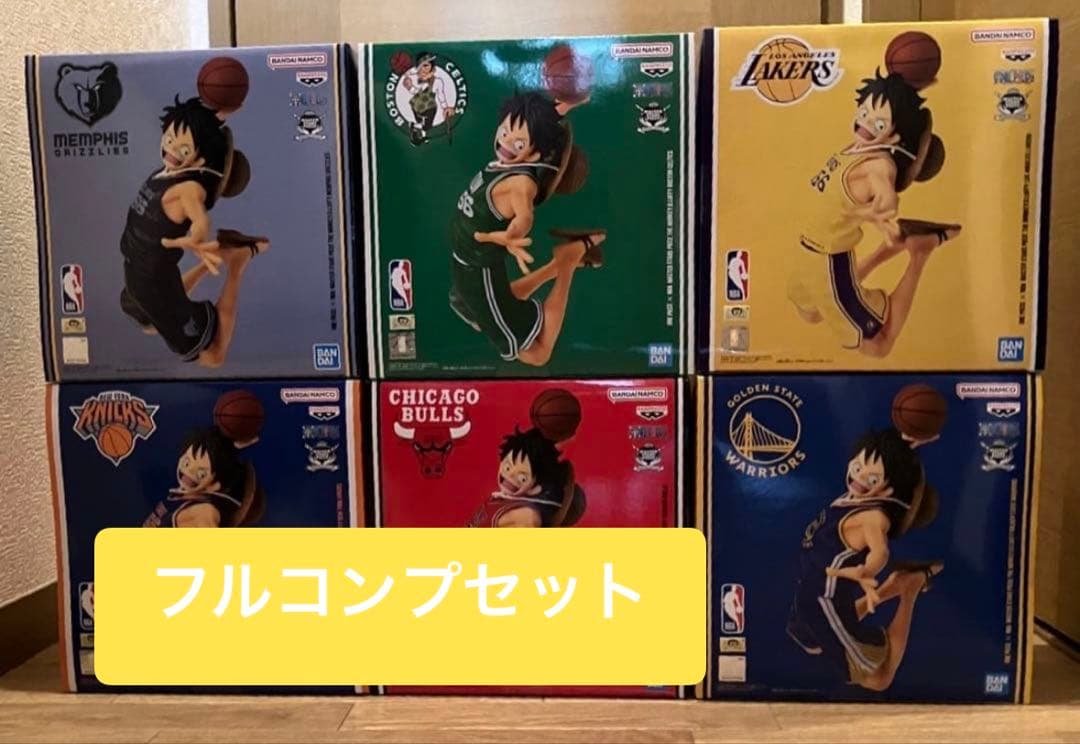 ONE PIECE × NBA ルフィ フィギュア 6種 コンプリート ワンピース × NBA ルフィ フィギュア 6種コンプセット ベースショップ