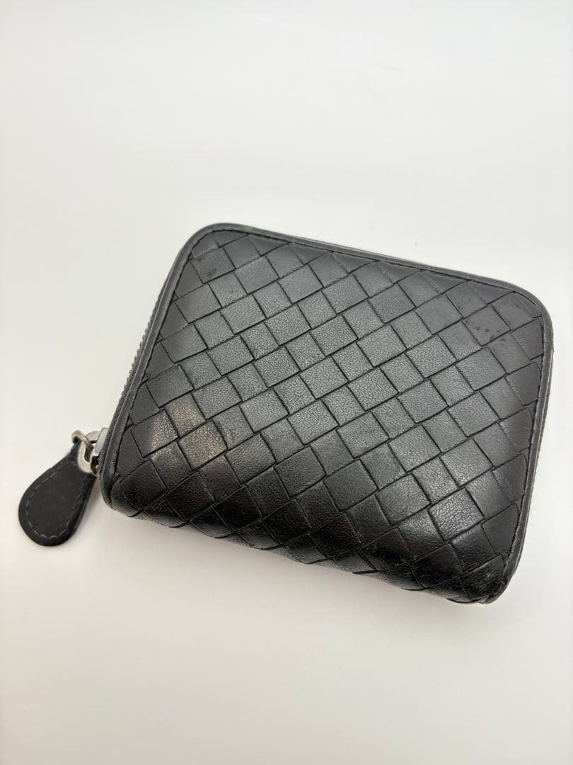 ボッテガヴェネタ ラウンドジップケース イントレチャート ブラック 黒 BOTTEGA VENETA（ボッテガ・ヴェネタ） イントレチャート ラウンド