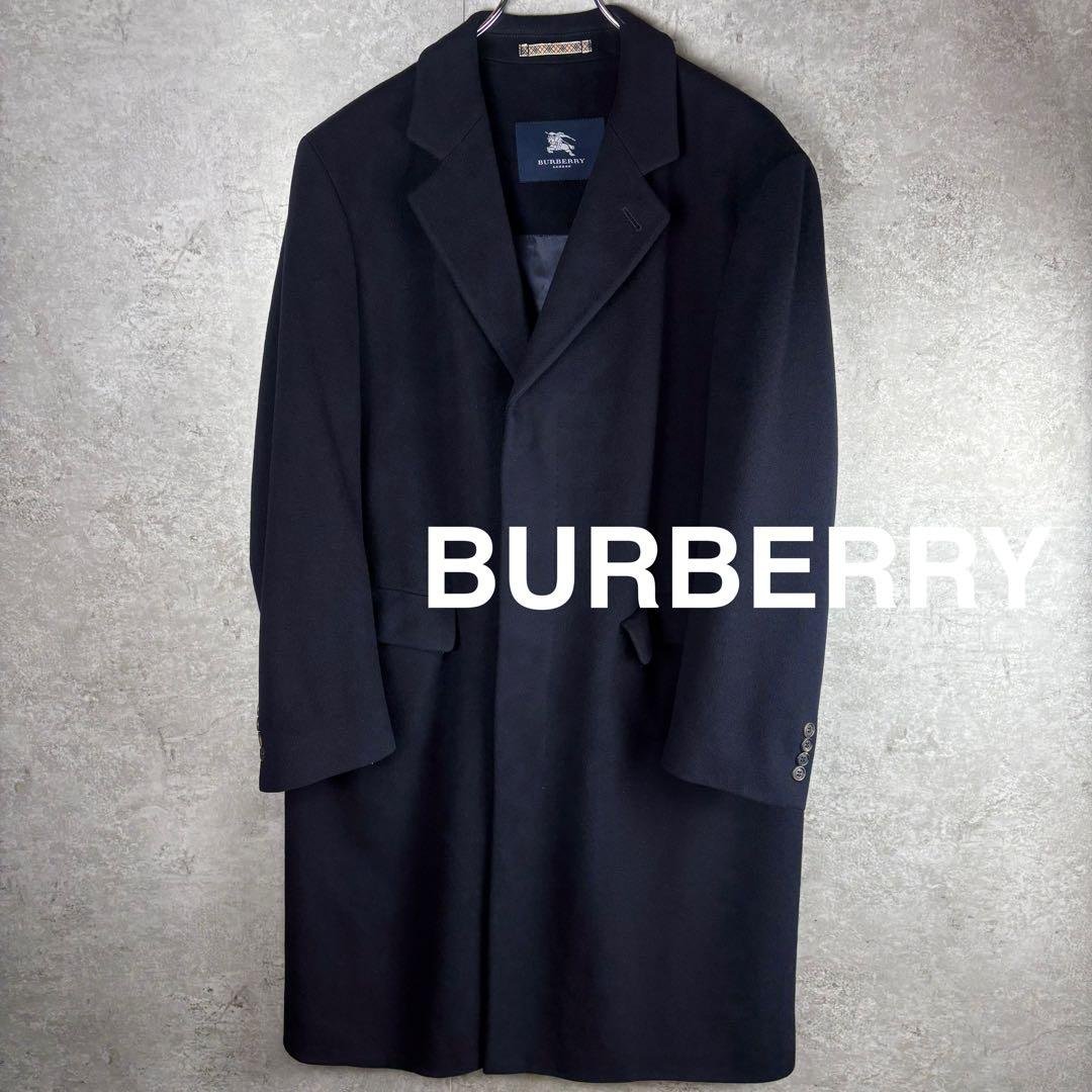 バーバリーロンドン　カシミヤ　BURBERRY バルマカーン　コート　48 紺色 ビンテージ 英国製 Burberry's バーバリー ステンカラーコート バルマ