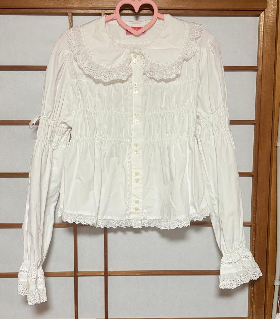 ベイビーザスターズシャインブライト ブラウス 白 BABY,THE STARS SHINE BRIGHT / 袖ピンタックブラウス 白 S-26-03-01