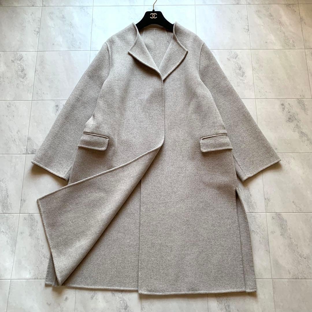 美品♡2021AW プラージュ ハミルトンノーカラーコート ダブルフェイス 38 美品♡2021AW プラージュ ハミルトンノーカラーコート ダブルフェイス